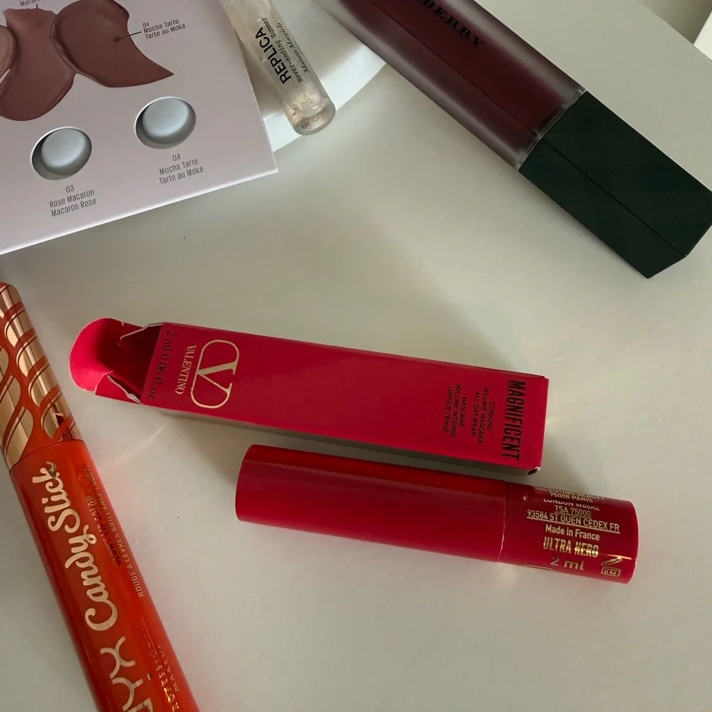 NWT set: Burberry full size lipstick, Valentino mascara,Maison Margiela, Kaja,MK